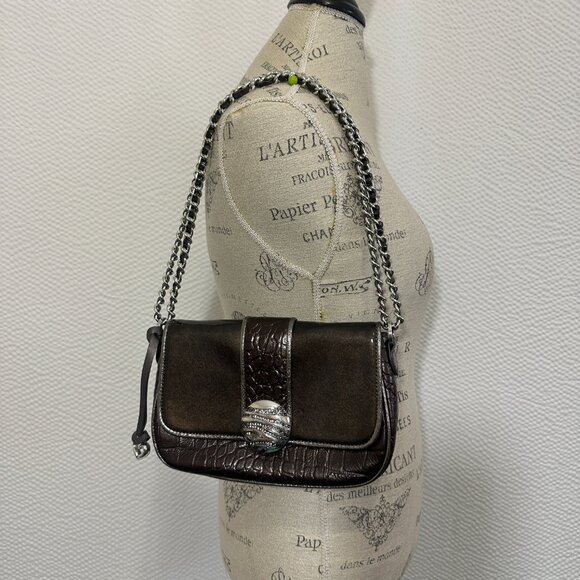 Brighton Ziggy Crossbody Organizer Purse in Box with Paperwork Dustbag NIB Croc - Picture 8 of 14